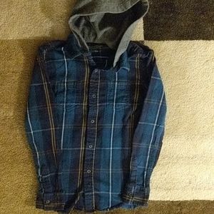 Arizona boys flannel shirt with gray hood